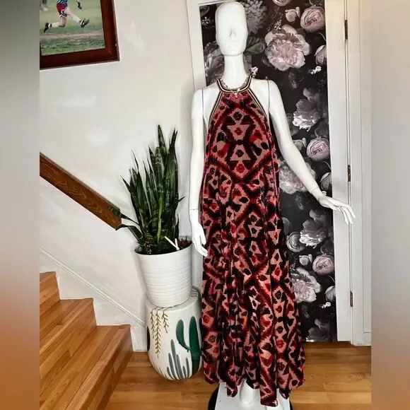 New FREE PEOPLEMicah Maxi Dress - Rust Combo